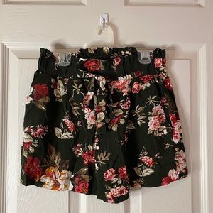 Floral green shorts